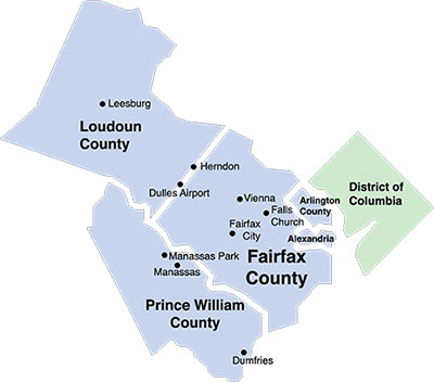 Map of Northern Virginia and DC Metro Area