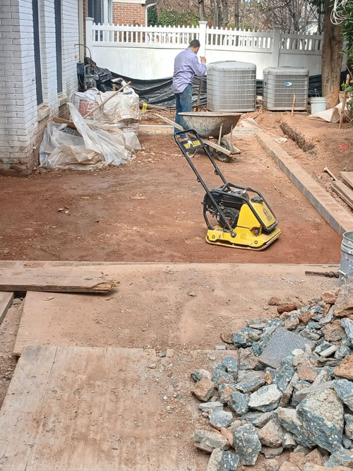 Finished foundation and patio area