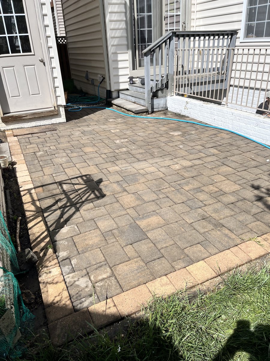 Completed paver patio after repair and power wash — Ashburn, VA